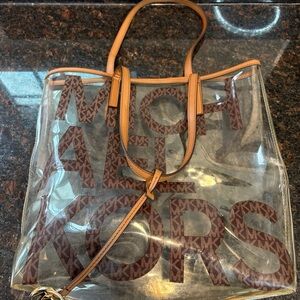 Michael Kors made in Myanmar pvc with genuine leather handles beach bag Rare
